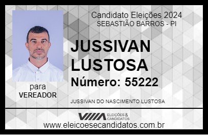 Candidato JUSSIVAN LUSTOSA 2024 - SEBASTIÃO BARROS - Eleições