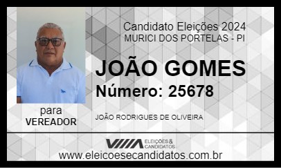 Candidato JOÃO GOMES 2024 - MURICI DOS PORTELAS - Eleições