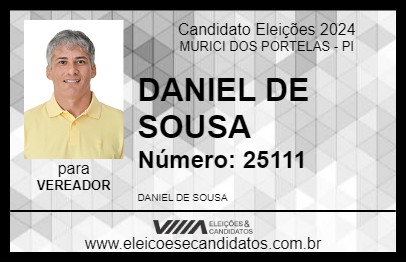 Candidato DANIEL DE SOUSA 2024 - MURICI DOS PORTELAS - Eleições