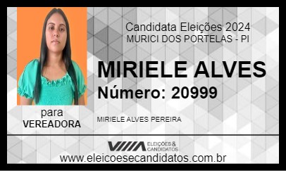 Candidato MIRIELE ALVES 2024 - MURICI DOS PORTELAS - Eleições