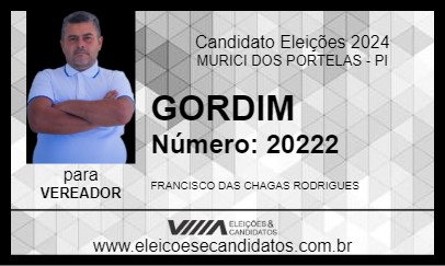 Candidato GORDIM 2024 - MURICI DOS PORTELAS - Eleições