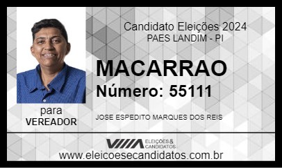 Candidato MACARRAO 2024 - PAES LANDIM - Eleições