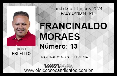 Candidato FRANCINALDO MORAES 2024 - PAES LANDIM - Eleições