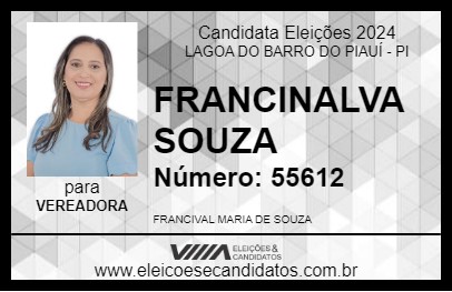 Candidato FRANCINALVA SOUZA 2024 - LAGOA DO BARRO DO PIAUÍ - Eleições