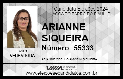 Candidato ARIANNE SIQUEIRA 2024 - LAGOA DO BARRO DO PIAUÍ - Eleições