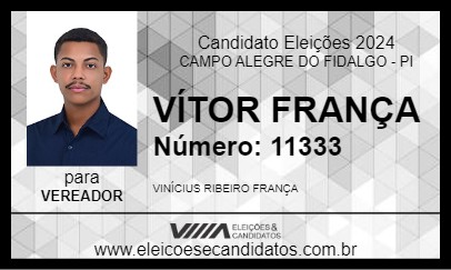 Candidato VÍTOR FRANÇA 2024 - CAMPO ALEGRE DO FIDALGO - Eleições