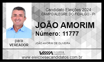 Candidato JOÃO AMORIM 2024 - CAMPO ALEGRE DO FIDALGO - Eleições