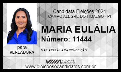 Candidato MARIA EULÁLIA 2024 - CAMPO ALEGRE DO FIDALGO - Eleições