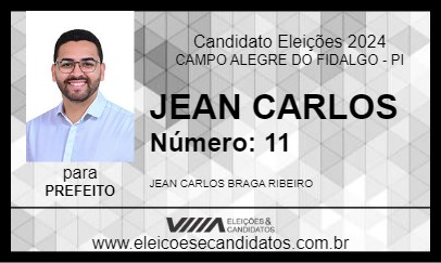 Candidato JEAN CARLOS 2024 - CAMPO ALEGRE DO FIDALGO - Eleições