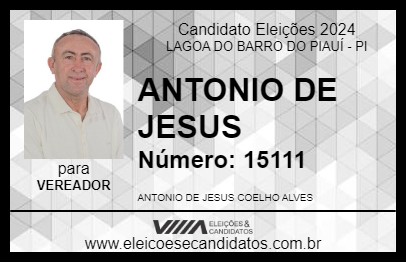 Candidato ANTONIO DE JESUS 2024 - LAGOA DO BARRO DO PIAUÍ - Eleições