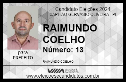 Candidato RAIMUNDO COELHO 2024 - CAPITÃO GERVÁSIO OLIVEIRA - Eleições