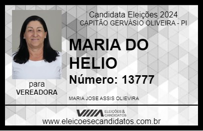 Candidato MARIA DO HELIO 2024 - CAPITÃO GERVÁSIO OLIVEIRA - Eleições