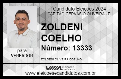 Candidato ZOLDENI COELHO 2024 - CAPITÃO GERVÁSIO OLIVEIRA - Eleições