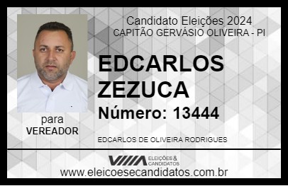 Candidato EDCARLOS ZEZUCA 2024 - CAPITÃO GERVÁSIO OLIVEIRA - Eleições