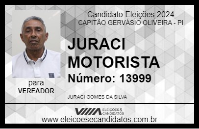 Candidato JURACI MOTORISTA 2024 - CAPITÃO GERVÁSIO OLIVEIRA - Eleições