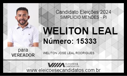 Candidato WELITON LEAL 2024 - SIMPLÍCIO MENDES - Eleições