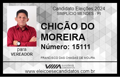 Candidato CHICÃO DO MOREIRA 2024 - SIMPLÍCIO MENDES - Eleições