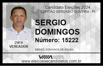 Candidato SERGIO DOMINGOS 2024 - CAPITÃO GERVÁSIO OLIVEIRA - Eleições