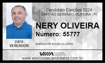 Candidato NERY OLIVEIRA 2024 - CAPITÃO GERVÁSIO OLIVEIRA - Eleições