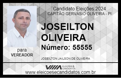 Candidato JOSEILTON OLIVEIRA 2024 - CAPITÃO GERVÁSIO OLIVEIRA - Eleições