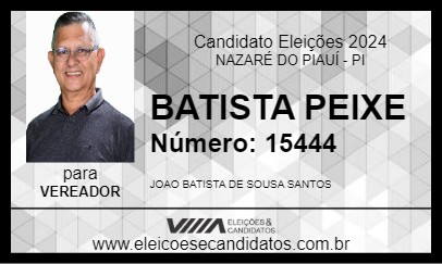 Candidato BATISTA PEIXE 2024 - NAZARÉ DO PIAUÍ - Eleições