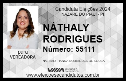 Candidato NÁTHALY RODRIGUES 2024 - NAZARÉ DO PIAUÍ - Eleições