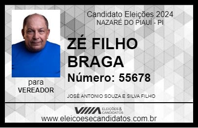 Candidato ZÉ FILHO BRAGA 2024 - NAZARÉ DO PIAUÍ - Eleições