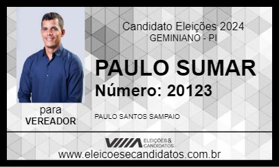 Candidato PAULO SUMAR 2024 - GEMINIANO - Eleições