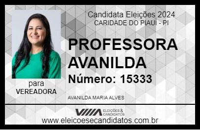 Candidato PROFESSORA AVANILDA 2024 - CARIDADE DO PIAUÍ - Eleições