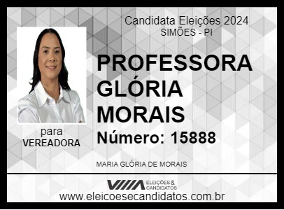 Candidato PROFESSORA GLÓRIA MORAIS 2024 - SIMÕES - Eleições