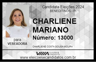 Candidato CHARLIENE MARIANO 2024 - BENEDITINOS - Eleições