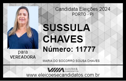 Candidato SUSSULA CHAVES 2024 - PORTO - Eleições