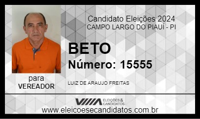 Candidato BETO 2024 - CAMPO LARGO DO PIAUÍ - Eleições