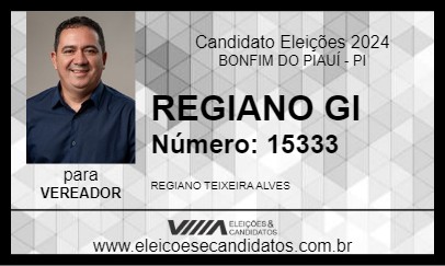 Candidato REGIANO GI 2024 - BONFIM DO PIAUÍ - Eleições