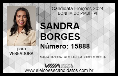 Candidato SANDRA BORGES 2024 - BONFIM DO PIAUÍ - Eleições