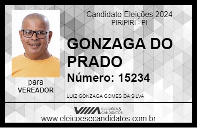 Candidato GONZAGA DO PRADO 2024 - PIRIPIRI - Eleições