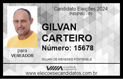 Candidato GILVAN CARTEIRO 2024 - PIRIPIRI - Eleições