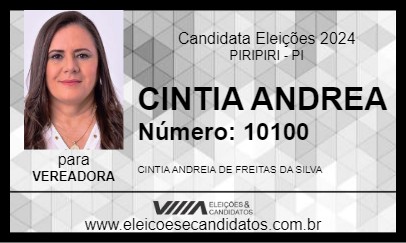 Candidato CINTIA ANDREA 2024 - PIRIPIRI - Eleições