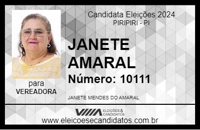 Candidato JANETE AMARAL 2024 - PIRIPIRI - Eleições