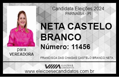 Candidato NETA CASTELO BRANCO 2024 - PARNAÍBA - Eleições