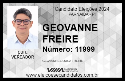 Candidato GEOVANNE FREIRE 2024 - PARNAÍBA - Eleições