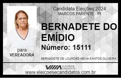 Candidato BERNADETE DO EMÍDIO 2024 - MARCOS PARENTE - Eleições