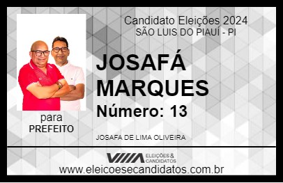 Candidato JOSAFÁ MARQUES 2024 - SÃO LUIS DO PIAUÍ - Eleições