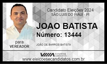 Candidato JOAO BATISTA 2024 - SÃO LUIS DO PIAUÍ - Eleições