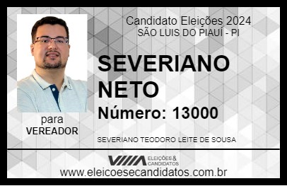 Candidato SEVERIANO NETO 2024 - SÃO LUIS DO PIAUÍ - Eleições