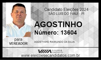 Candidato AGOSTINHO 2024 - SÃO LUIS DO PIAUÍ - Eleições