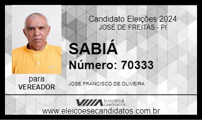 Candidato SABIÁ 2024 - JOSÉ DE FREITAS - Eleições