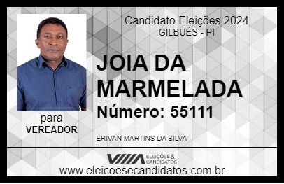 Candidato JOIA DA MARMELADA 2024 - GILBUÉS - Eleições