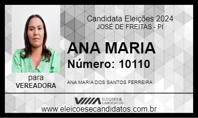 Candidato ANA MARIA 2024 - JOSÉ DE FREITAS - Eleições