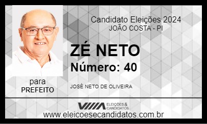 Candidato ZÉ NETO 2024 - JOÃO COSTA - Eleições